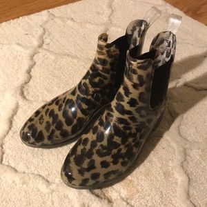 Leopard print rain boots